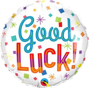 18" Good Luck Colorful Confetti Balloon