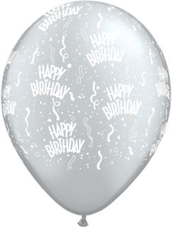 11" Birthday-A-Round Silver (100pcs) Balloons