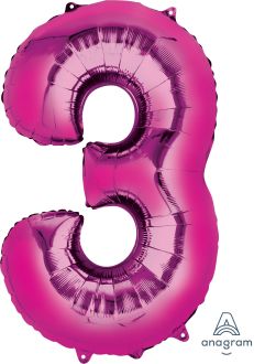 34" Pink Number 3 Balloon