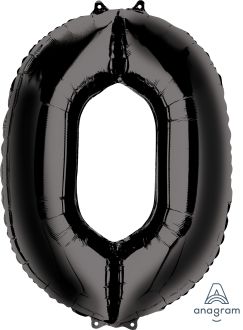 34" Black Number 0 Balloon