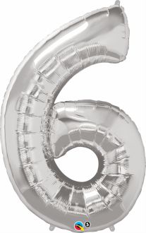 34" Silver Number 6 Balloon