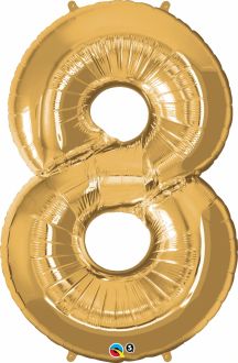 34" Gold Number 8 Balloon