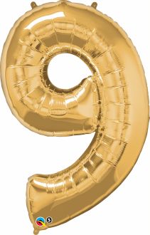34" Gold Number 9 Balloon