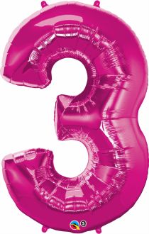 34" Magenta Number 3 Balloon