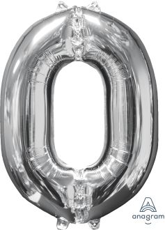 26" Silver Number 0 Balloon