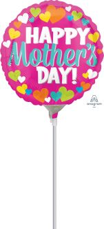 09" Happy Mothers Day Hearts Balloon
