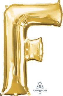 34" Gold Letter F Balloon