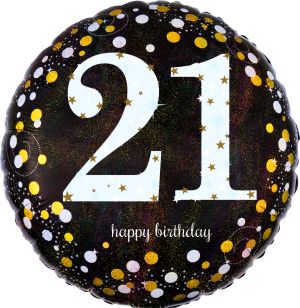 18" Holographic Sparkling Birthday 21 Balloon