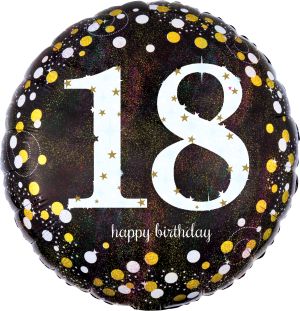 18" Holographic Sparkling Birthday 18 Balloon