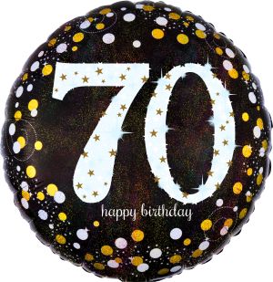 18" Holographic Sparkling Birthday 70 Balloon