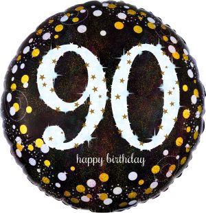 18" Holographic Sparkling Birthday 90 Balloon