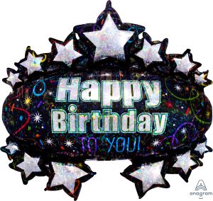 SuperShape Holographic Brilliant Birthday Marquee Balloon