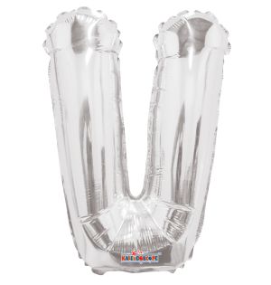 14" Silver Letter V Balloon
