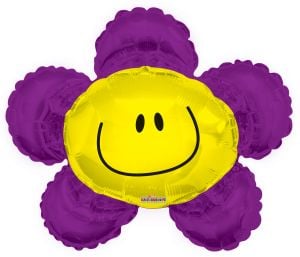 14" Smiley Flower Purple Balloon