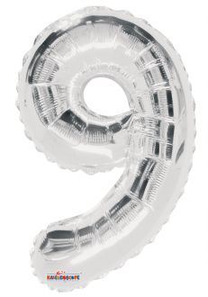 14" Silver Number 9 Balloon