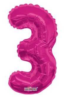 14" Pink Number 3 Balloon