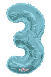 14" Light Blue Number 3 Balloon