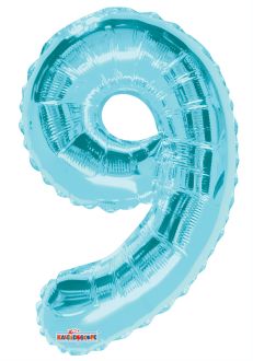 14" Light Blue Number 9 Balloon