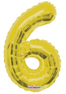 14" Gold Number 6 Balloon