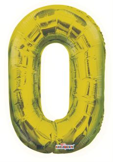 14" Gold Number 0 Balloon
