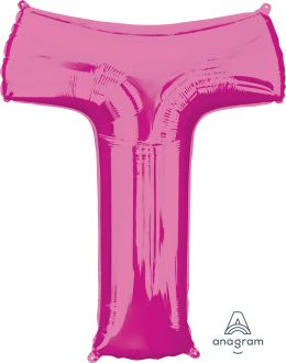 34" Pink Letter T Balloon