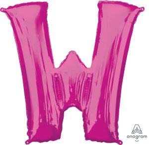34" Pink Letter W Balloon