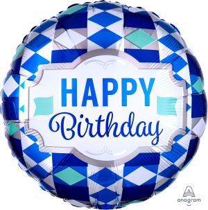 18" Happy Birthday Tie Pattern Balloon