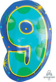 18" Shape Number 9 Confetti Dots Balloon