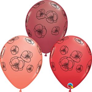 11" Pretty Poppies Balloons