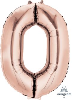 34" Rose Gold Number 0 Balloon