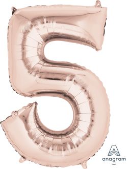 34" Rose Gold Number 5 Balloon