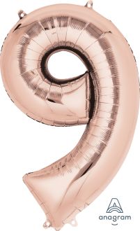 34" Rose Gold Number 9 Balloon