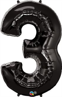 34" Black Number 3 Balloon