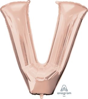 34" Rose Gold Letter V Balloon