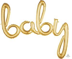 Script Phrase Baby Gold Balloon
