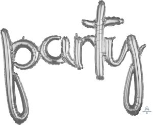 Script Phrase Party Silver Balloon