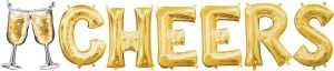 Script Phrase Cheers Gold Balloon