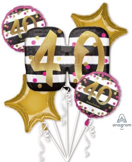 Balloon Bouquet Pink & Gold Milestone 40