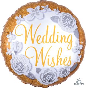 18" Wedding Wishes Gold & Silver Balloon