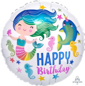 18" Colorful Ocean Fun Happy Birthday Balloon