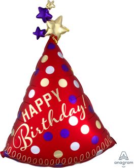 SuperShape Red Satin Party Hat Balloon