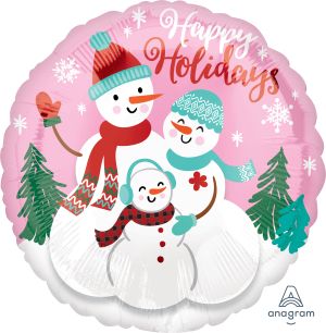 18" Happy Holidays Snow Family Balloon