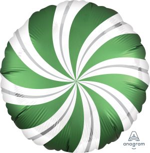 18" Satin Infused Emerald Candy Swirls Balloon