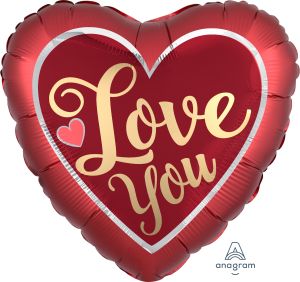 Jumbo Satin Sangria and Gold Love You Balloon