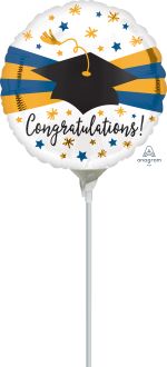 09" Blue and Gold Grad Balloon