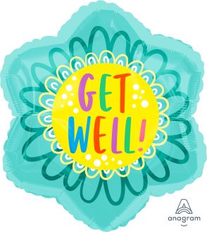 18" Shape Get Well Doodle Flower Balloon