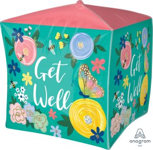 UltraShape Cubez Get Well Floral Garden Balloon