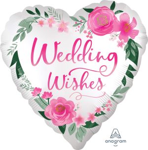 18" Satin Wedding Wishes Balloon
