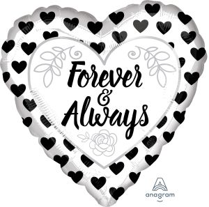 18" Forever and Always and Black White Balloon