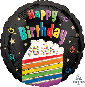 18" Happy Birthday Rainbow Cake Slice Balloon